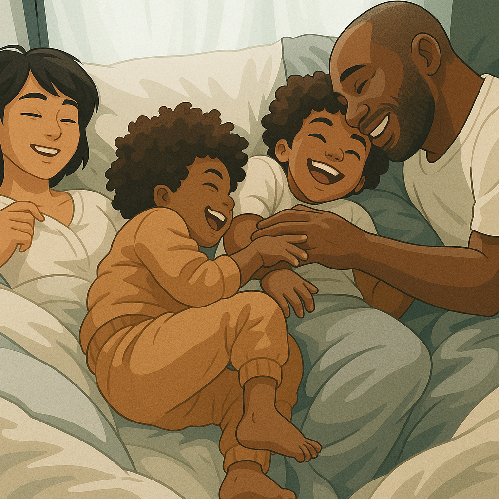 Family watching TV